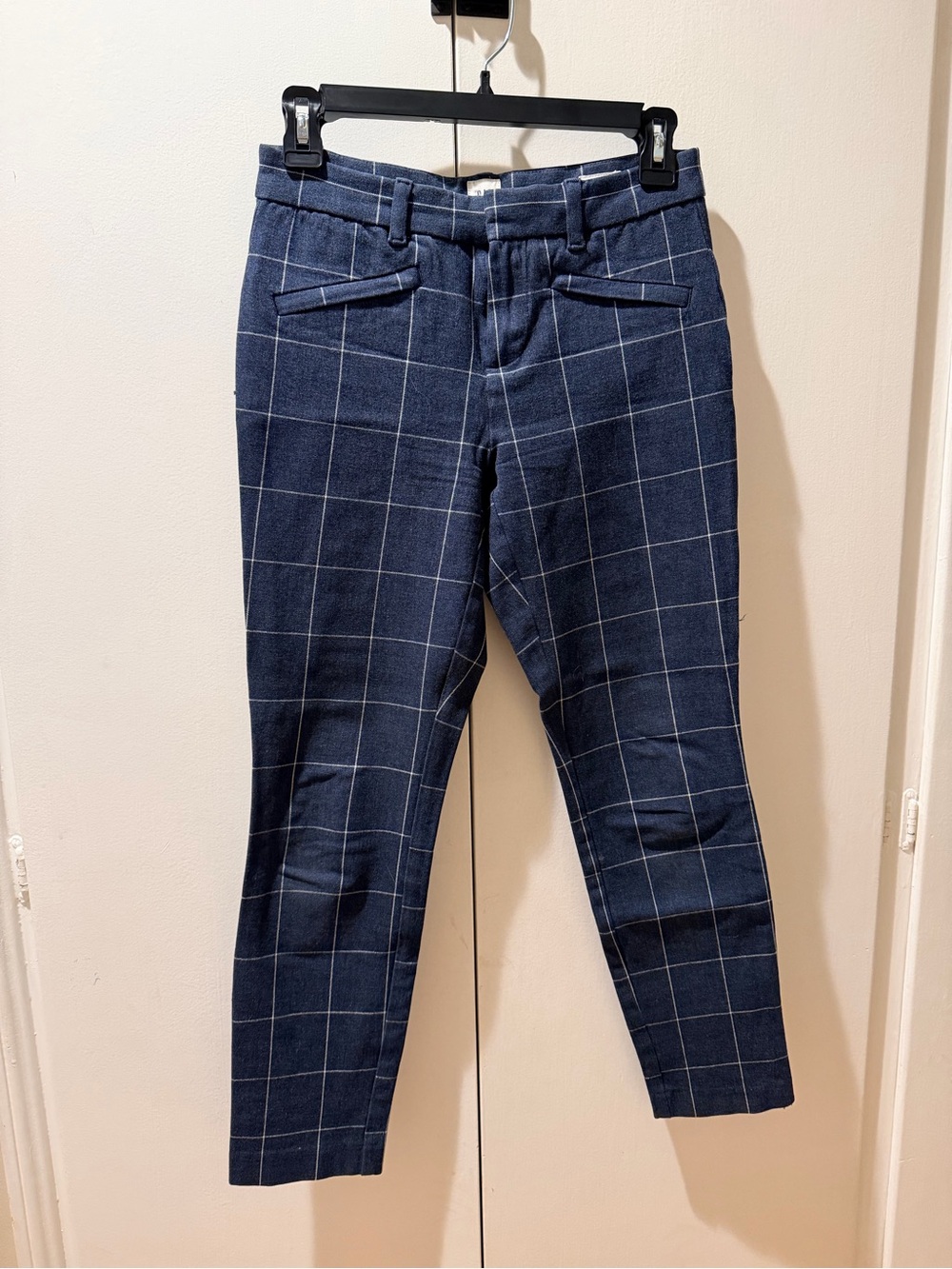 GAP Navy Windowpane Cropped Slim Pants